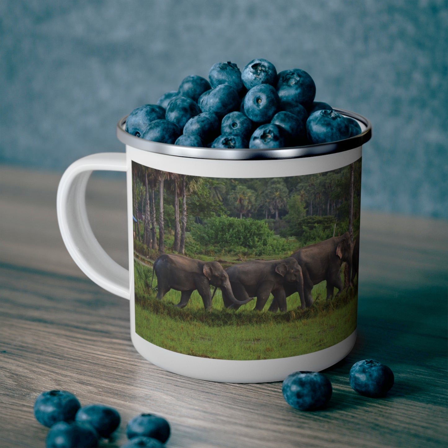 Elephant Caravan Enamel Camping Mug