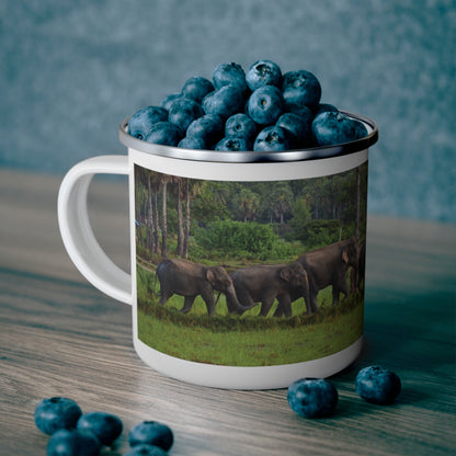 Elephant Caravan Enamel Camping Mug