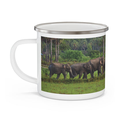 Elephant Caravan Enamel Camping Mug