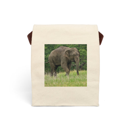 Reusable Canvas Lunch Bag with Elephant Print,  Eco Cotton Lunch Tote for Work, School & Picnics | Sustainable Gift Idea