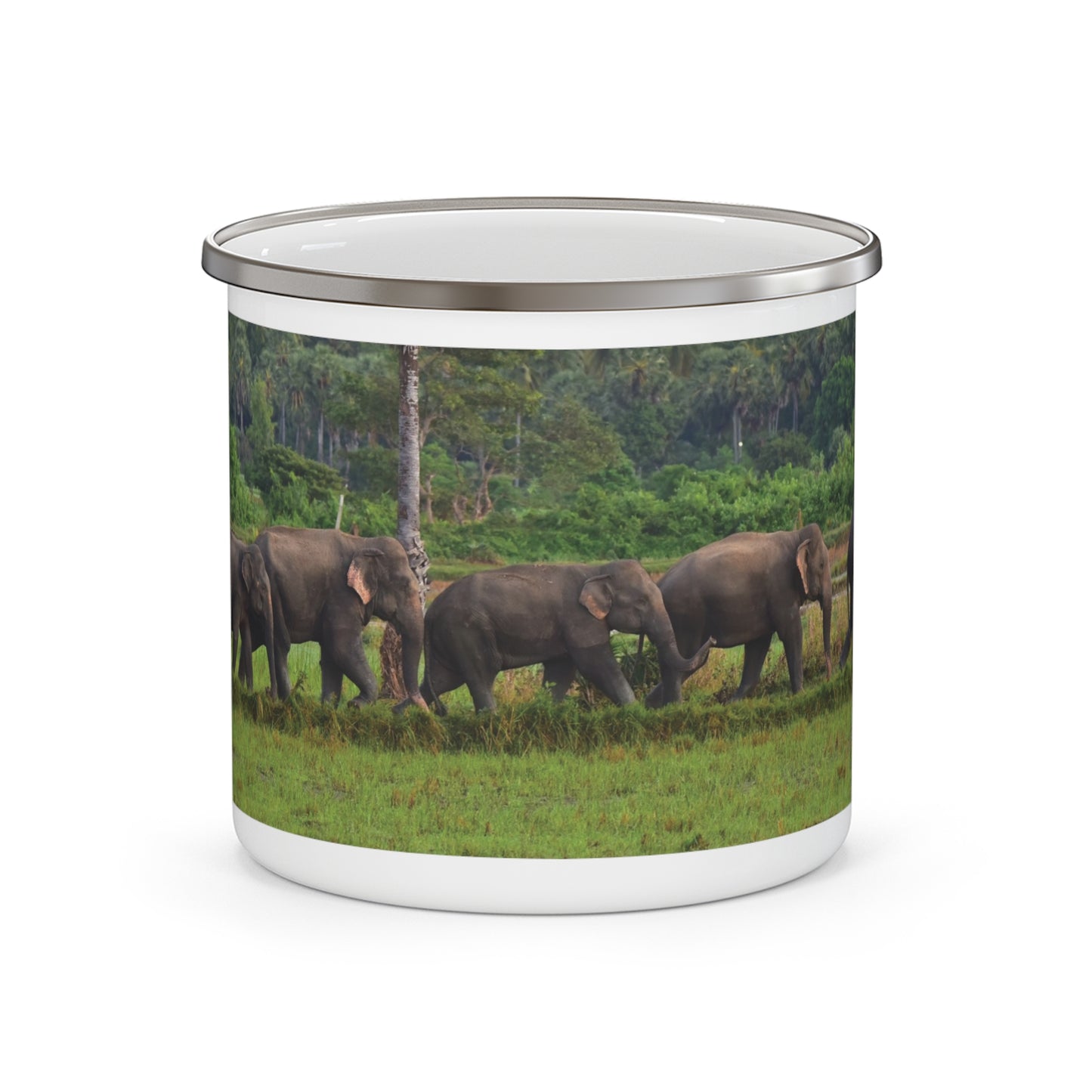 Elephant Caravan Enamel Camping Mug