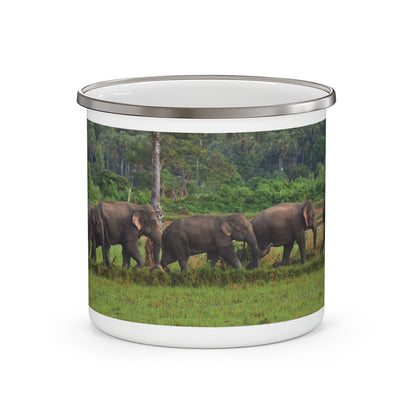 Elephant Caravan Enamel Camping Mug