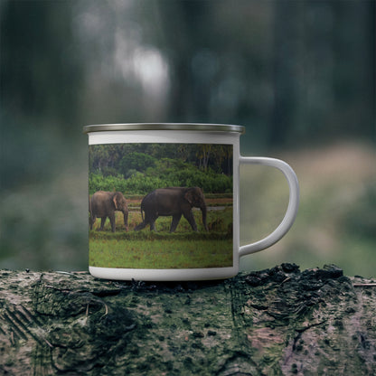 Elephant Caravan Enamel Camping Mug