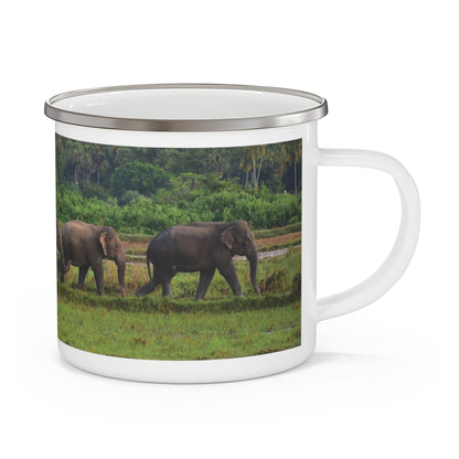Elephant Caravan Enamel Camping Mug